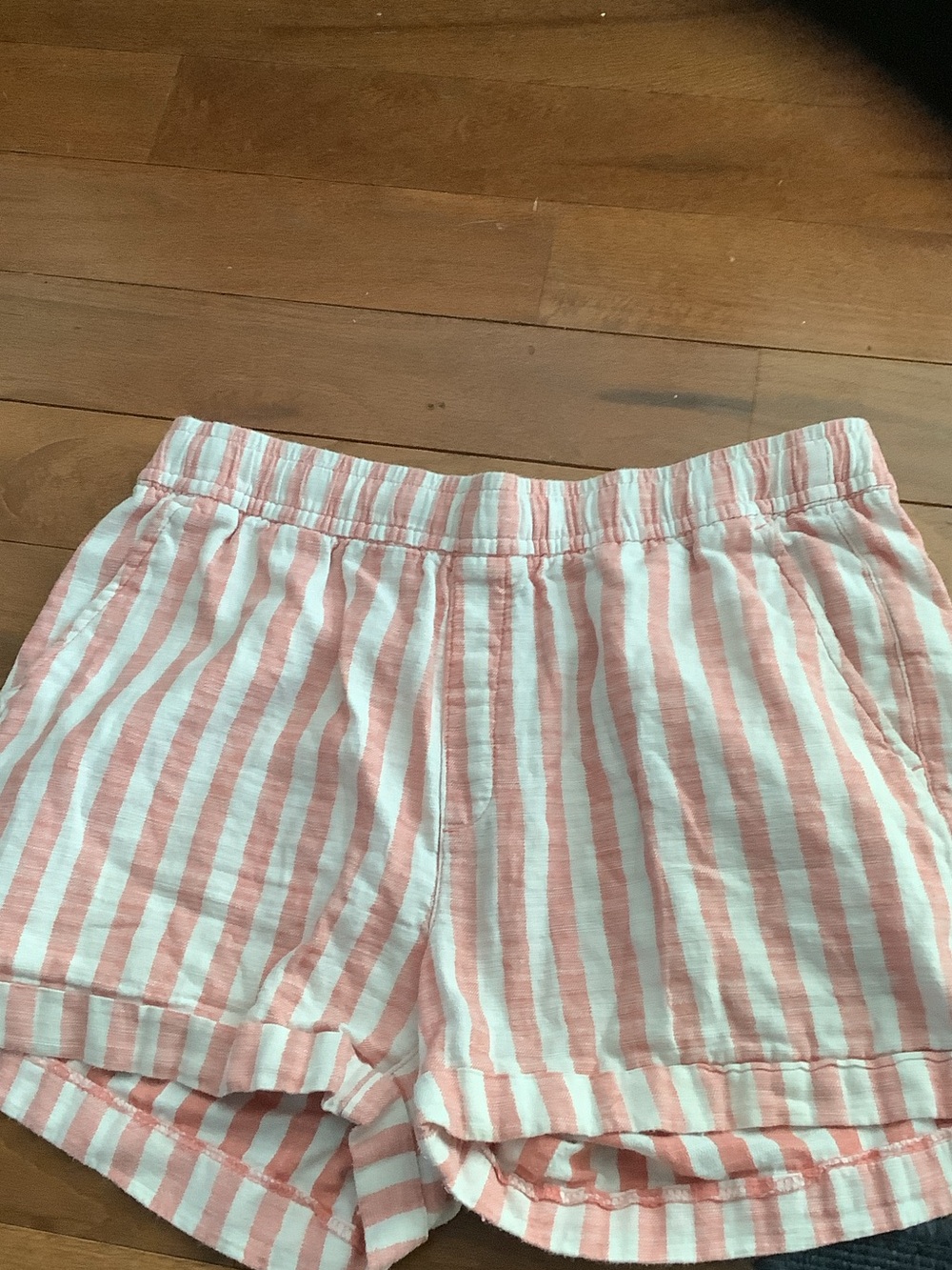 Old‎ Navy Pink and White Striped Pull-On Shorts, linen